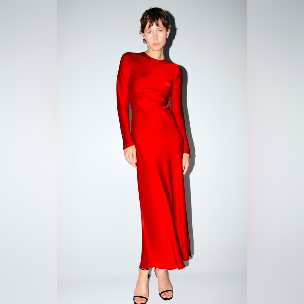 ZARA NWT RED DRESS BACK V-NECK ZW COLLECTION